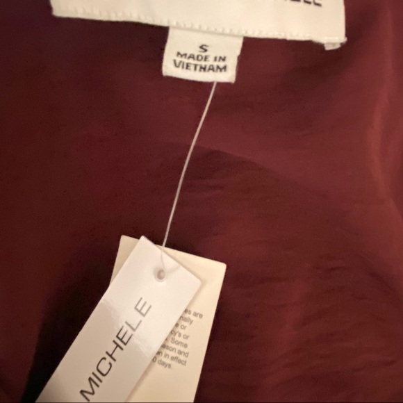 Emma & Michelle Long Sleeves surpluses midi burgundy dress Size S NEW - Picture 6 of 7